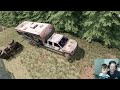 Camping in dangerous forest with 6x6 camper and jeep | Farming Simulator 19 camping and mudding