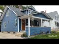Blue color homes in historic American neighborhood