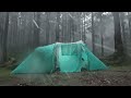 🎧 SOLO CAMPING in very heavy rain with JUMBO TENT in the forest (Rain Sound ASMR)