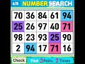 NumberSearch. Can you find them all? 【Memory | Concentration | Brain training】 #008