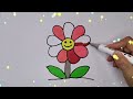 How to draw a rainbow flower drawing || Easy colourful flower drawing easy step by step