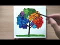Easy 3-Step Rainbow Tree Painting in 5 Minutes! | Easy painting for beginners