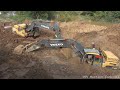 Very Difficult Getting Pull Out Excavator Failed Stuck Sinking Drowned In Mud Under The Bridge