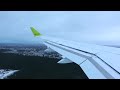 airBaltic Airbus A220 Full Approach and Landing in Riga (EVRA/RIX) [Wingview]