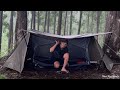 SOLO CAMPING IN RAINSTORM‼️ ALONE IN HEAVY RAIN WITH BUSHCRAFT TENT