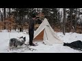 Winter Hot Tent Camping with My Dogs