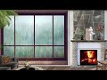 Cozy Cabin Ambience 🔥 - 🌧️ Rain and Fireplace Sounds for Sleeping, Reading, Relaxation