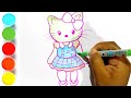 How to draw a hello kitty with heart step by step || hello kitty drawing || kids toodles
