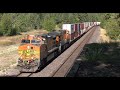 Double Meet with Stack Trains and Vehicle Trains on BNSF's Kootenai River Sub