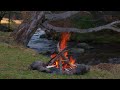 Campfire by the Peaceful River in 4K UltraHD | 3 Hours of Gentle Crackling Fire Sounds