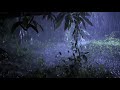 ⚡Night Thunderstorm & Heavy Rain On Grass | Rain In Forest Sounds For Sleep, Relax, Meditation, Heal