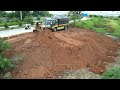 Wonderful Construction Across Canal Technique Skills by Mini Trucks & Dozer Push Dirt In Water