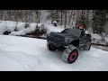 Rc 1/5 SCALE TRUCK 4X4 AND THREE WHEELER ADVENTURE ON HARD SNOW.