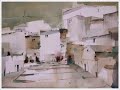 PANORAMA OF A TOWN (SEMIABSTRACT WATERCOLOR)