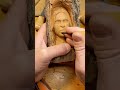 Hand carving a Female Wood Spirit