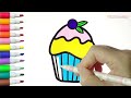 How to Draw And Color A CupCake with Blueberry Step By Step 🎨💖 Easy Drawing For Kids