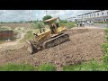 Incredible ALL DumpTruck Unloading Together & KOMATS'u Bulldozer Pushing In The Construction Site