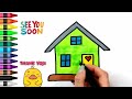 House drawing, painting, coloring🌈🎨🏡| How to draw a Rainbow house for kids and toddlers🎨❤️