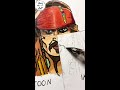 Drawing JACK SPARROW in Realism, Anime, Cartoon, Ink - Pirates of the Caribbean #shorts