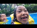 The Fun of Playing Water Slides Diving In The Swimming Pool Kids Playing Water Slide