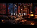 🍂⛈🔥 Autumn Thunderstorm with Lightning and Crackling Fireplace in a Cozy Cabin with large Windows
