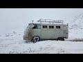 VW Bus offroad snow adventure and drifting