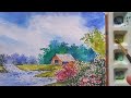 Watercolor landscape painting / Saw Moe Min Art