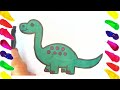 How to draw 🖍 Cute little DINOSAURE🖌 step by step. Easy drawing and coloring for kids and toddlers.