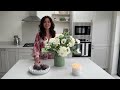 FLOWER ARRANGING TUTORIAL | FAUX IVORY HYDRANGEA AND COUNTRY POPPY ARRANGEMENT | IVY GREY INTERIORS