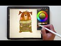 How to digitally paint a cute dog in Procreate