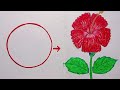 joba ful drawing/How to draw Hibiscus flower from number 0 easy step by step/with oilpastels colour