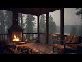 Thunderstorm with Rain on Window and Gentle Crackling Fire in a Cozy Bedroom Ambience