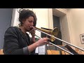 Laura Impallomeni playing jazz trombone on  'where's your overcoat boy?'