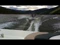 Rino failing on a wake board up Ruedi Reservoir in Basalt