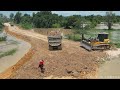 Powerfull SHANTUI C3 DOZER Push & Grading Soil With Roller Compactor Soil Install New Road