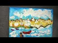 Texture painting/ Easy way to Paint a Beach Scene/Acrylic Painting for Beginners
