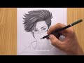 how to draw a boy with mask sketch for beginners || draw a boy hair | The Crazy Sketcher