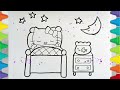 Hello kitty sleeping Drawing, painting, and coloring for kids & toddler | @colourfulkids1