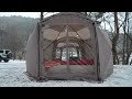 solo camping set up the same two tents in a strong snowstorm  ASMR