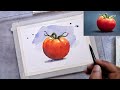 Watercolor still life painting for beginners. How to  draw and paint a tomato?