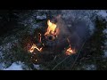 Building Winter Bushcraft Shelter - Shelter In Snowfall - Freezing Cold