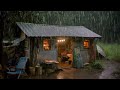 Sleep instantly with heavy rain and powerful thunder - The sound of rain on a tin roof for sleeping