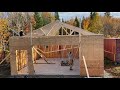 Putting Roof Trusses On Our Garage By Hand!