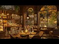 Rainy Autumn Day in Cozy Coffee Shop 4K ☕ Soothing Jazz Music for Study, Work and Sleep