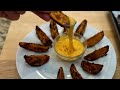 Crispy Potato Wedges Oven Baked Garlic with Simple Cheddar Cheese Pepper Sauce!