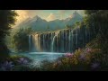 Relaxing Waterfall Melodies in Rainy Day | Peaceful Waterfall Sounds | BGM Music