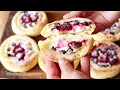 Curd cheesecakes with berries. Yeast-free buns with filling