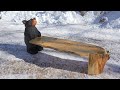 Chainsaw carved bear holds bench #12