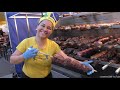 Brazilian Girl Cooking Best Brazilian Meat. Street Food Event in Italy