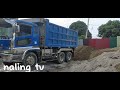 Amazing dump truck Fuso super great unload landfill. Philippines...